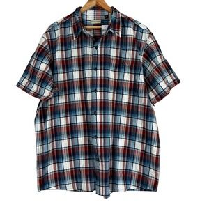 NWT Hobbs Creek Madras Plaid Button Down Shirt Red Blue Outdoor Casual Size 2XL